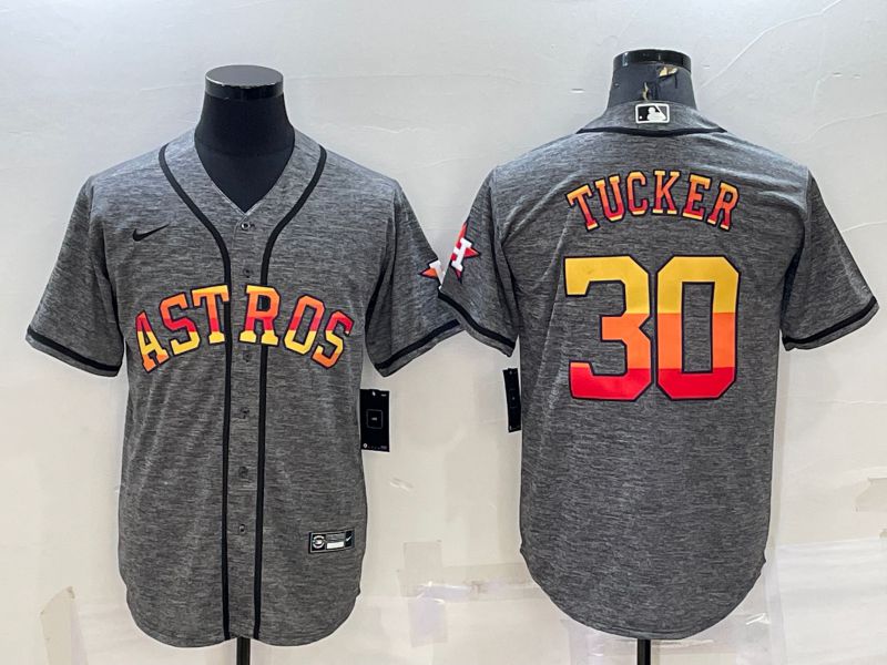 Men Houston Astros 30 Tucker hemp ash Rainbow Game Nike 2022 MLB Jersey